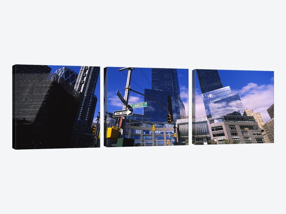 Low angle view of skyscrapers in a city, Columbus Circle, Manhattan, New York City, New York State, USA by Panoramic Images 3-piece Canvas Art