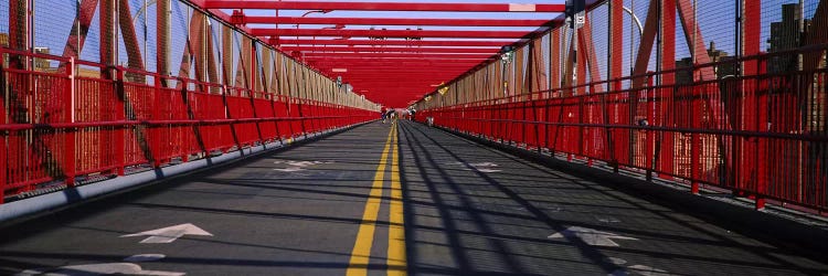 Arrow signs on a bridge, Williamsburg Bridge, New York City, New York State, USA