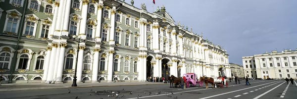 Russia: Museum along a road, State Hermitage Museum, Winter Palace, Palace Square, St. Petersburg, Russia by Panoramic Images