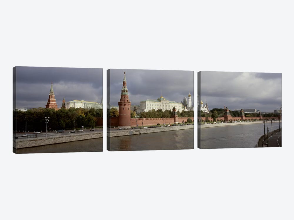 Buildings along a river, Grand Kremlin Palace, Moskva River, Moscow, Russia by Panoramic Images 3-piece Canvas Print