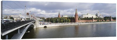 Bridge across a river, Bolshoy Kamenny Bridge, Grand Kremlin Palace, Moskva River, Moscow, Russia Canvas Art Print - Moscow Art