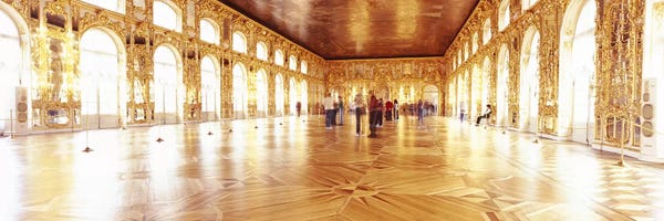 Russia: Group of people inside a ballroom, Catherine Palace, Pushkin, St. Petersburg, Russia by Panoramic Images
