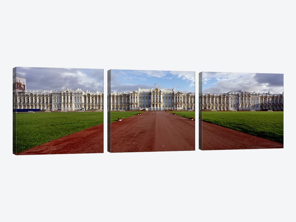 Dirt road leading to a palaceCatherine Palace, Pushkin, St. Petersburg, Russia by Panoramic Images 3-piece Art Print