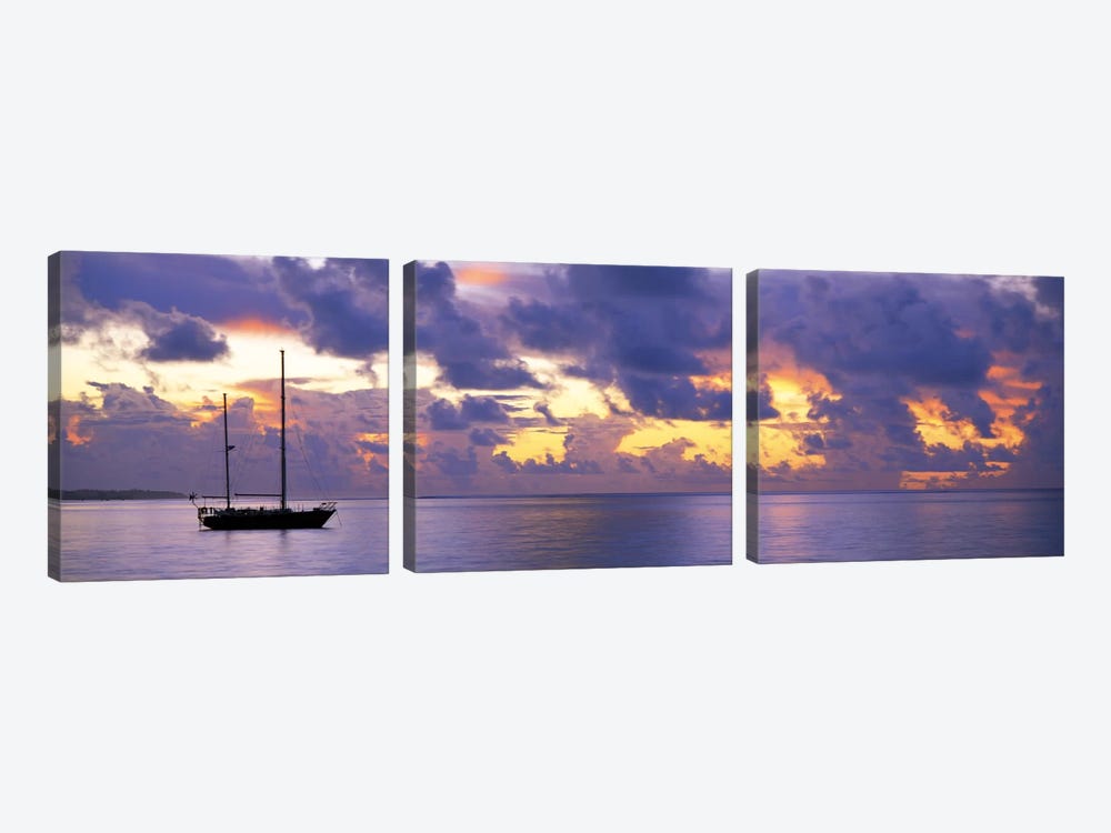 Sunset Moorea French Polynesia by Panoramic Images 3-piece Canvas Print