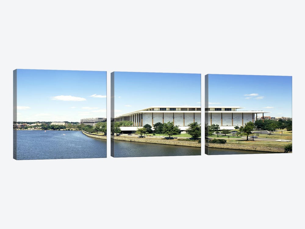 Buildings along a riverPotomac River, John F. Kennedy Center for the Performing Arts, Washington DC, USA by Panoramic Images 3-piece Canvas Art