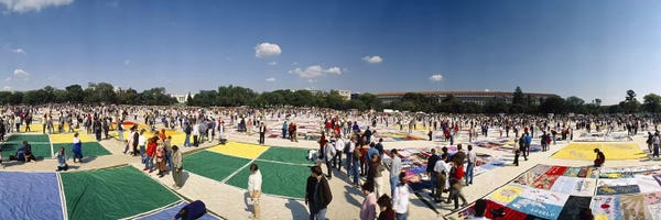 Washington, D.C.: High angle view of AIDS quilt on displayWashington DC, USA by Panoramic Images
