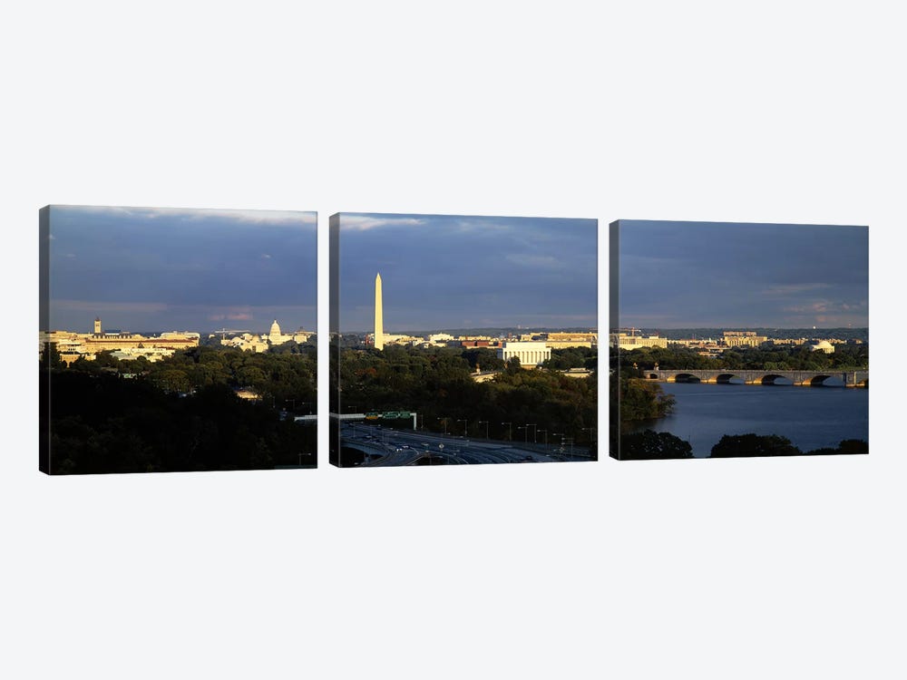 High angle view of a monumentWashington Monument, Potomac River, Washington DC, USA by Panoramic Images 3-piece Canvas Art Print