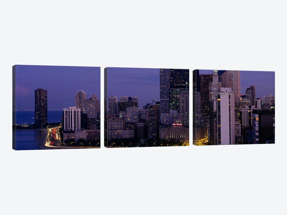 Buildings in a city, Chicago, Cook County, Illinois, USA by Panoramic Images 3-piece Canvas Wall Art