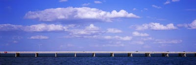 Bridge across a baySunshine Skyway Bridge, Tampa Bay, Florida, USA by Panoramic Images framed canvas print