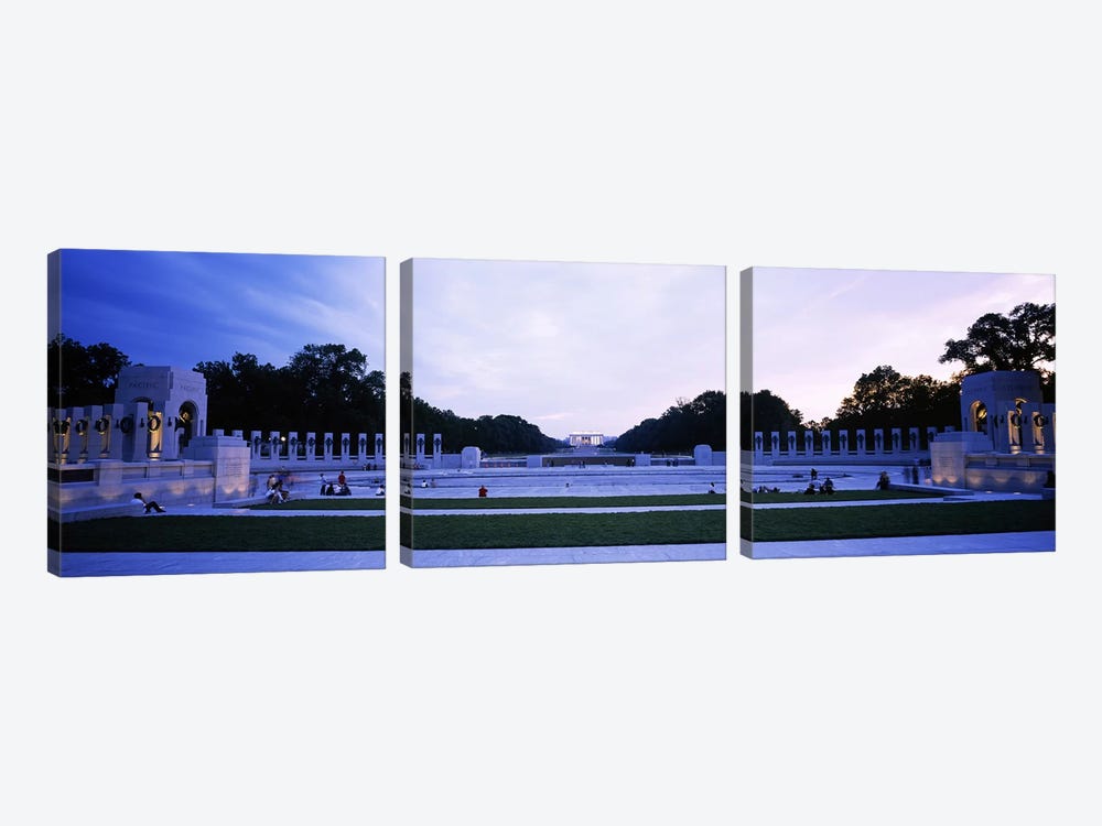 Tourists at a war memorialNational World War II Memorial, Washington DC, USA by Panoramic Images 3-piece Canvas Artwork