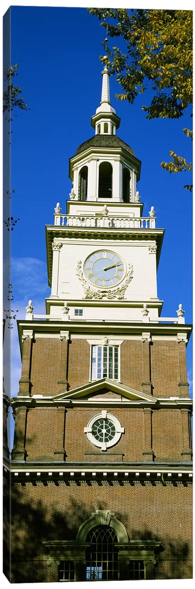 Low angle view of a clock tower, Independence Hall, Philadelphia, Pennsylvania, USA Canvas Art Print - Philadelphia Art