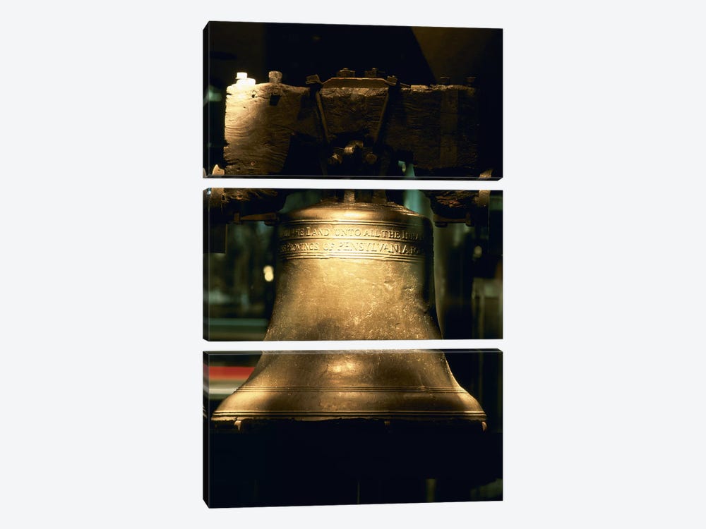 Close-up of a bell, Liberty Bell, Philadelphia, Pennsylvania, USA by Panoramic Images 3-piece Canvas Art Print