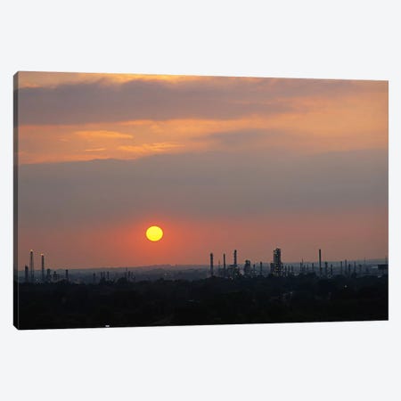 Sunset over a refinery, Philadelphia, Pennsylvania, USA Canvas Print #PIM6262} by Panoramic Images Canvas Artwork
