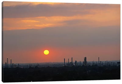 Sunset over a refinery, Philadelphia, Pennsylvania, USA Canvas Art Print - Philadelphia Art