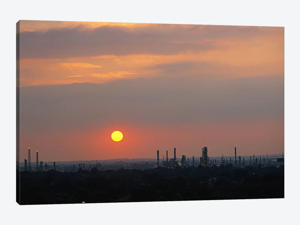Sunset over a refinery, Philadelphia, Pennsylvania, USA by Panoramic Images 1-piece Art Print