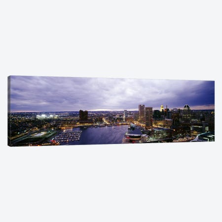 Buildings lit up at dusk, Baltimore, Maryland, USA #2 Canvas Print #PIM6264} by Panoramic Images Canvas Print