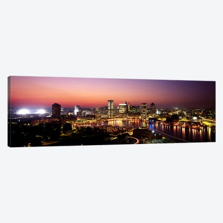 Buildings lit up at duskBaltimore, Maryland, USA Canvas Print #PIM6265} by Panoramic Images Canvas Print