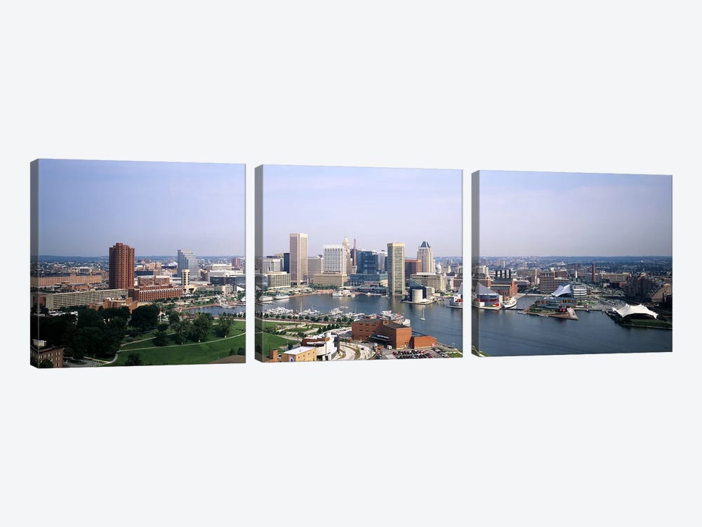 Skyscrapers in a city, Baltimore, Maryland, USA by Panoramic Images 3-piece Canvas Art Print