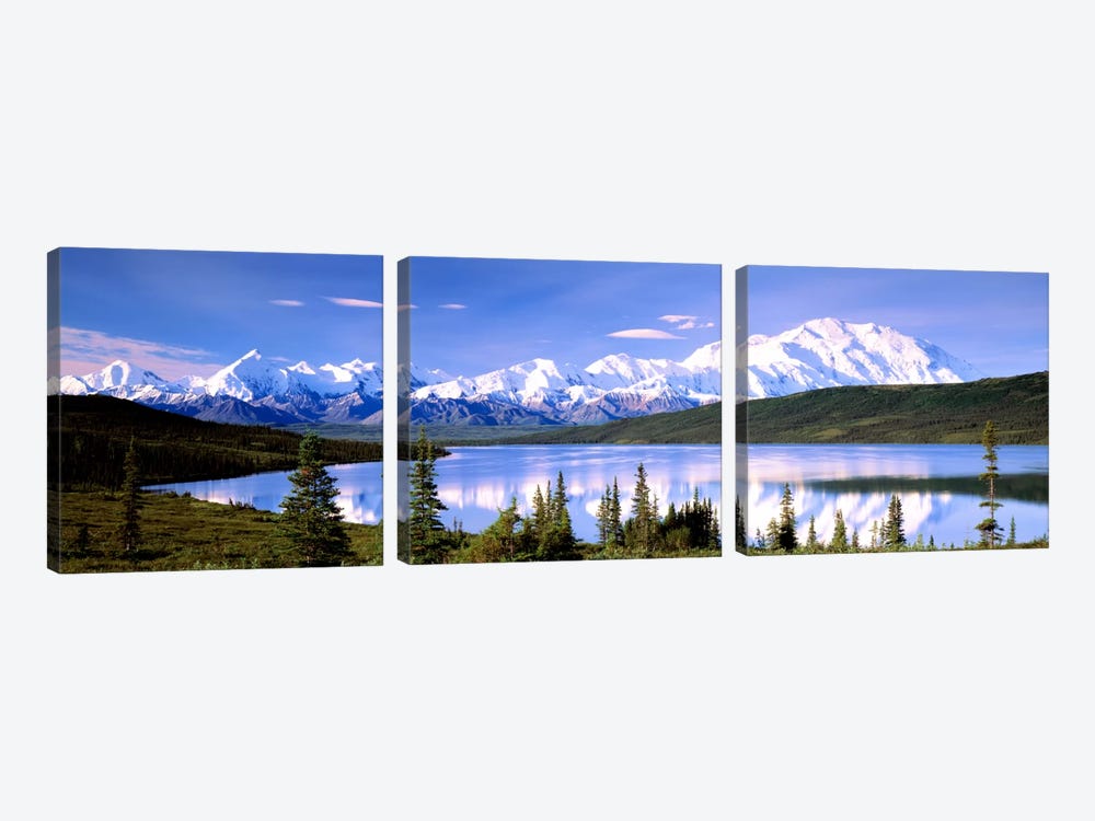 Denali (Mount McKinley) & Wonder Lake, Denali National Park & Preserve, Alaska, USA by Panoramic Images 3-piece Canvas Artwork