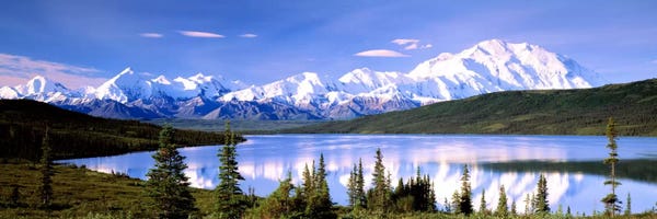 Snowy Mountains: Denali (Mount McKinley) & Wonder Lake, Denali National Park & Preserve, Alaska, USA by Panoramic Images