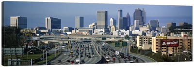 High angle view of traffic on a highway, Atlanta, Georgia, USA Canvas Art Print - Atlanta Skylines