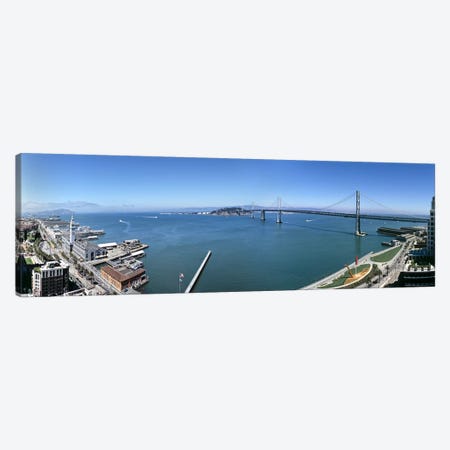 Buildings at the waterfront, Golden Gate Bridge, San Francisco Bay, San Francisco, California, USA Canvas Print #PIM6273} by Panoramic Images Canvas Art Print
