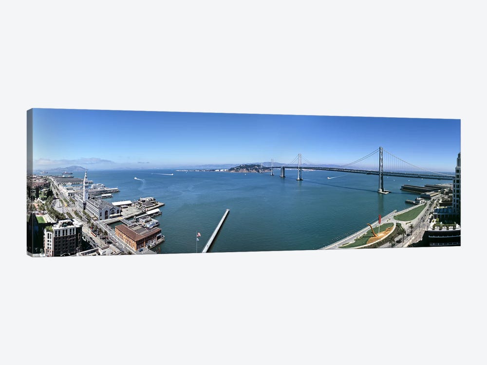 Buildings at the waterfront, Golden Gate Bridge, San Francisco Bay, San Francisco, California, USA by Panoramic Images 1-piece Canvas Art Print