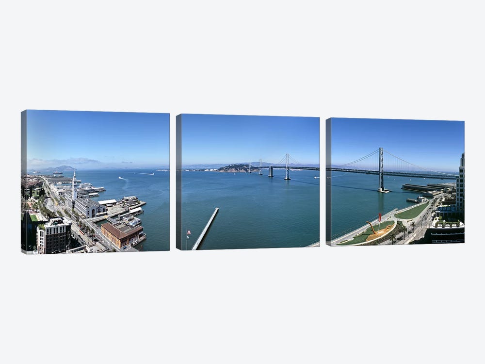 Buildings at the waterfront, Golden Gate Bridge, San Francisco Bay, San Francisco, California, USA by Panoramic Images 3-piece Art Print