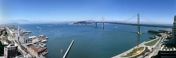 Golden Gate Bridge: Buildings at the waterfront, Golden Gate Bridge, San Francisco Bay, San Francisco, California, USA by Panoramic Images