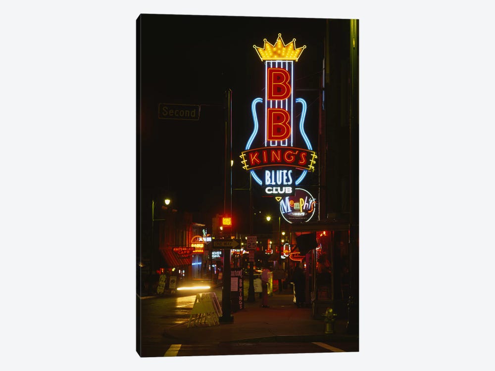 Neon sign lit up at night, B. B. King's Blues Club, Memphis, Shelby County, Tennessee, USA by Panoramic Images 1-piece Canvas Art