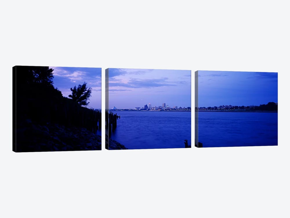 City at the waterfront, Mississippi River, Memphis, Shelby County, Tennessee, USA by Panoramic Images 3-piece Canvas Wall Art