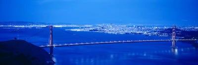 High angle view of a bridge lit up at night, Golden Gate Bridge, San Francisco, California, USA by Panoramic Images multi panel art