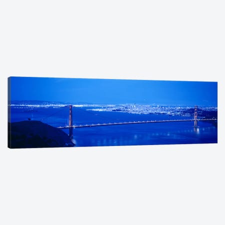 High angle view of a bridge lit up at night, Golden Gate Bridge, San Francisco, California, USA Canvas Print #PIM6277} by Panoramic Images Canvas Wall Art
