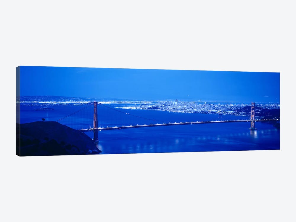High angle view of a bridge lit up at night, Golden Gate Bridge, San Francisco, California, USA by Panoramic Images 1-piece Art Print