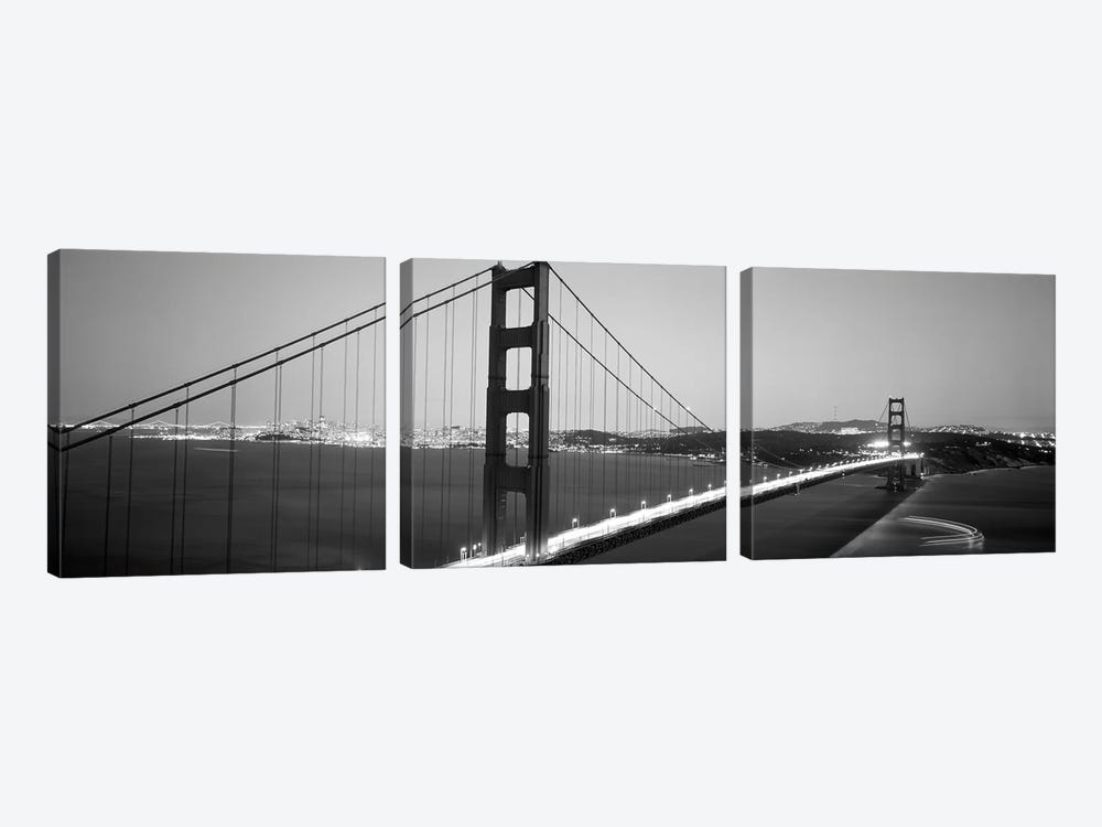 High angle view of a bridge lit up at night, Golden Gate Bridge, San Francisco, California, USA by Panoramic Images 3-piece Canvas Art