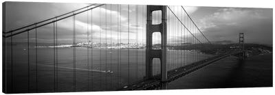 High angle view of a bridge across the seaGolden Gate Bridge, San Francisco, California, USA Canvas Art Print - Black & White Cityscapes