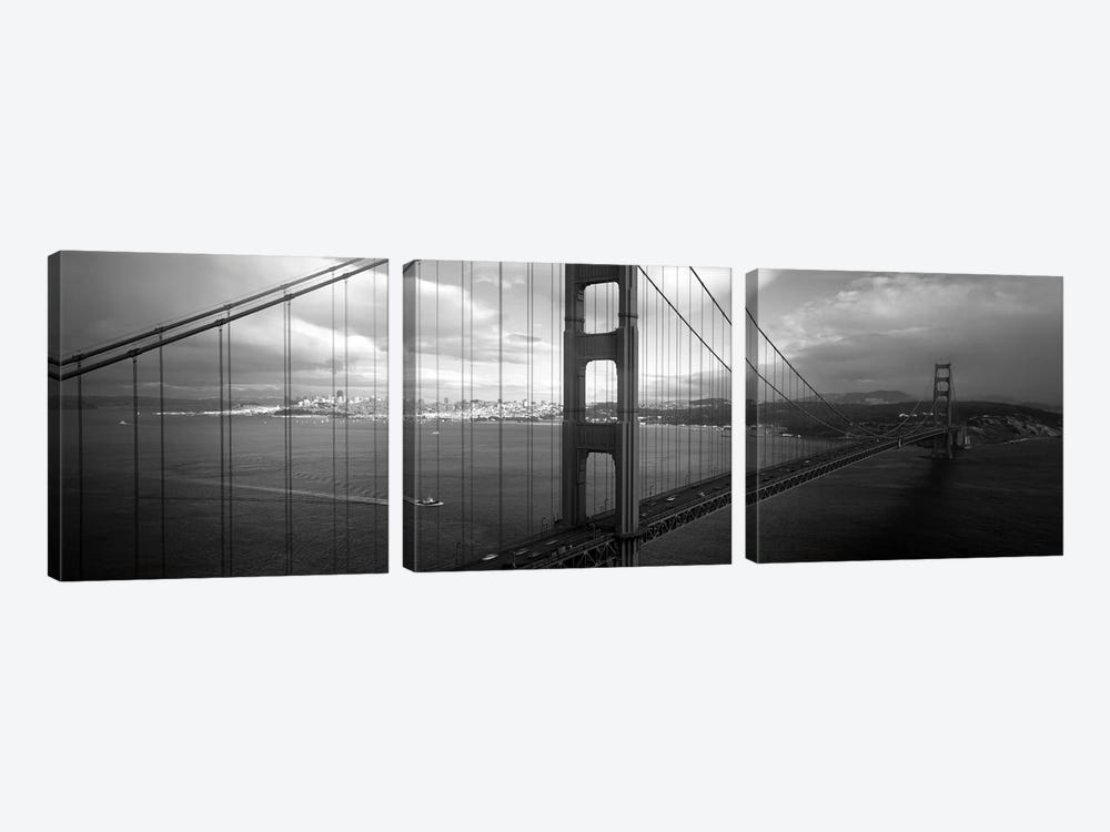 High angle view of a bridge across the seaGolden Gate Bridge, San Francisco, California, USA by Panoramic Images 3-piece Canvas Print