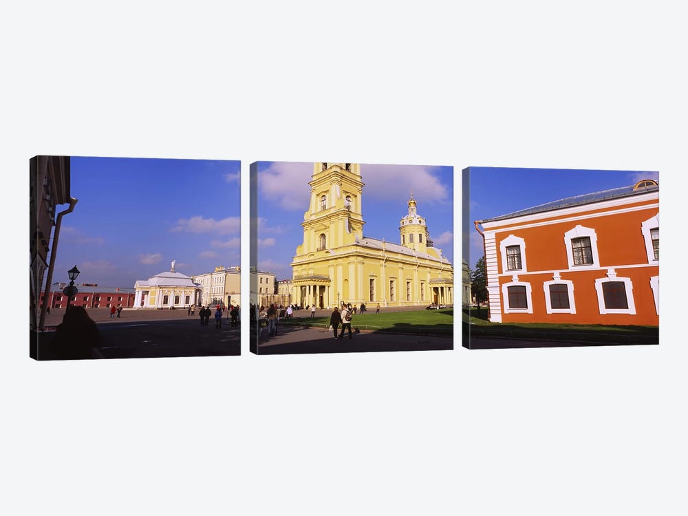 Low angle view of a cathedralPeter & Paul Cathedral, Peter & Paul Fortress, St. Petersburg, Russia by Panoramic Images 3-piece Canvas Artwork