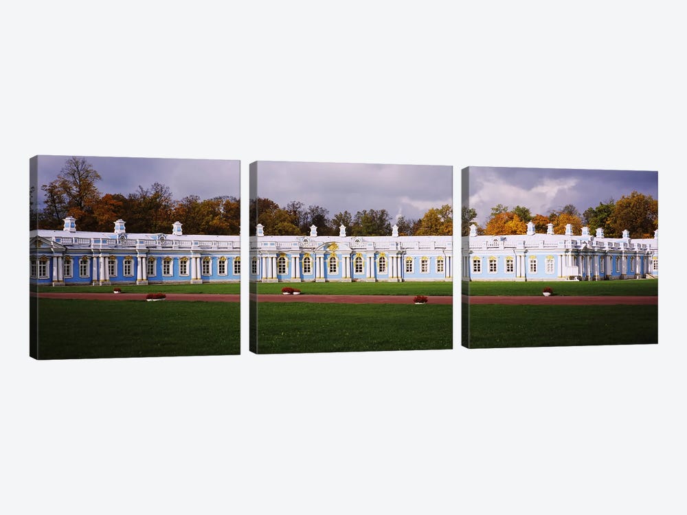 Lawn in front of a palaceCatherine Palace, Pushkin, St. Petersburg, Russia by Panoramic Images 3-piece Canvas Art Print