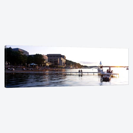 Group of people at a waterfront, Lake Mendota, University of Wisconsin, Memorial Union, Madison, Dane County, Wisconsin, USA Canvas Print #PIM6293} by Panoramic Images Canvas Art Print