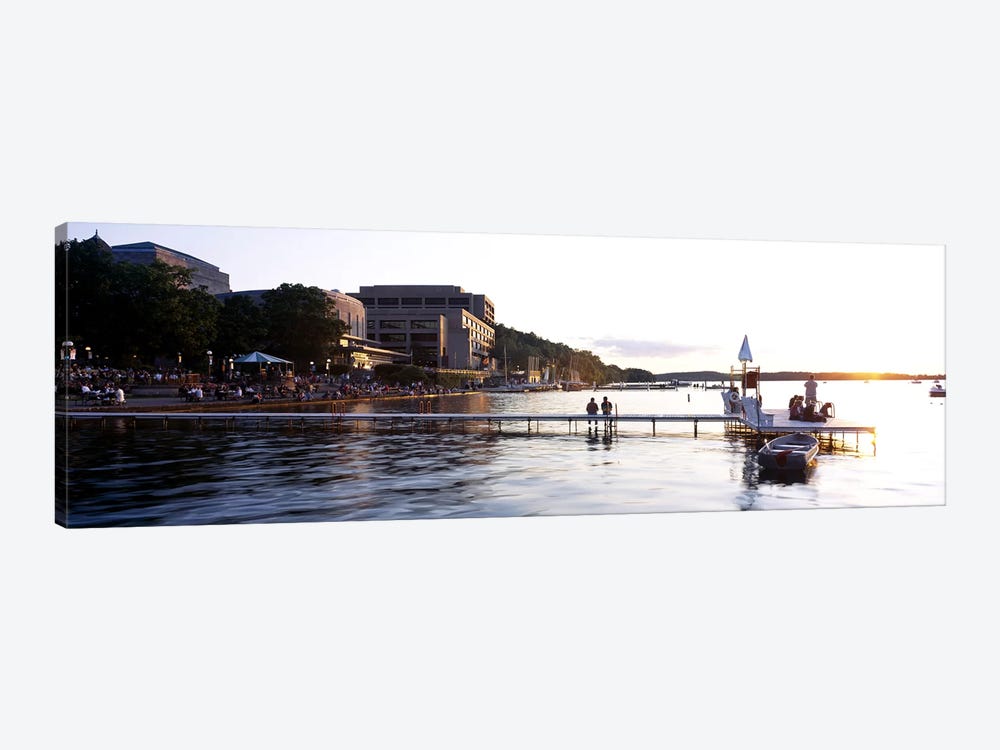 Group of people at a waterfront, Lake Mendota, University of Wisconsin, Memorial Union, Madison, Dane County, Wisconsin, USA by Panoramic Images 1-piece Canvas Art Print