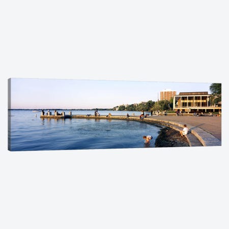 Group of people at a waterfront, Lake Mendota, University of Wisconsin, Memorial Union, Madison, Dane County, Wisconsin, USA Canvas Print #PIM6294} by Panoramic Images Canvas Art