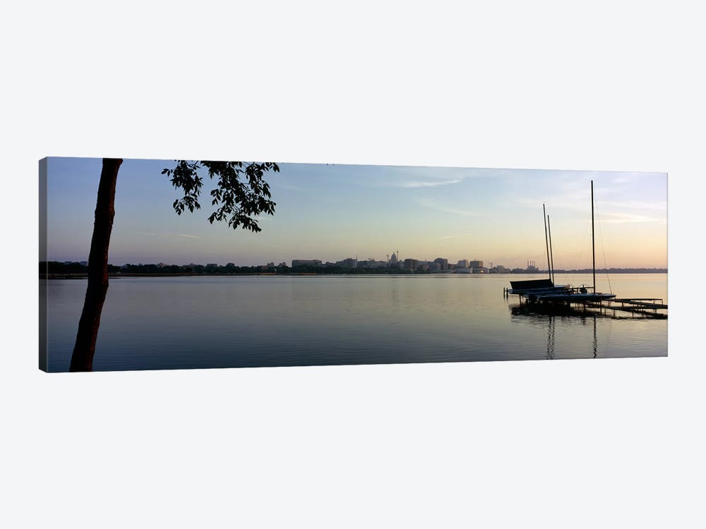 Buildings at the waterfront, Lake Monona, Madison, Dane County, Wisconsin, USA by Panoramic Images 1-piece Canvas Wall Art