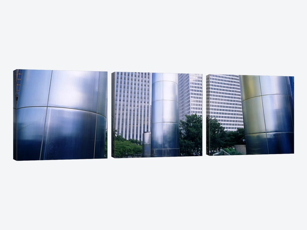 Columns of a building, Downtown District, Houston, Texas, USA by Panoramic Images 3-piece Canvas Art Print
