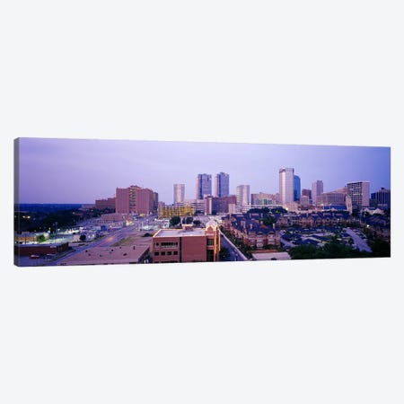 Skyscrapers in a city at dusk, Fort Worth, Texas, USA Canvas Print #PIM6306} by Panoramic Images Canvas Artwork
