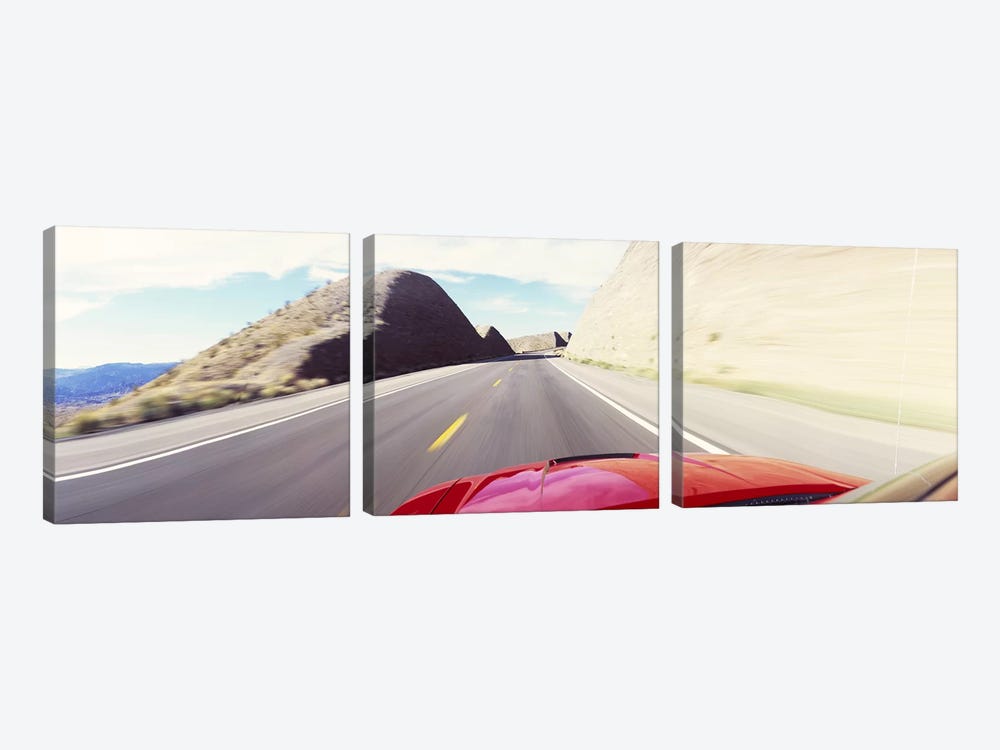 Car on a road, outside Las Vegas, Nevada, USA by Panoramic Images 3-piece Art Print