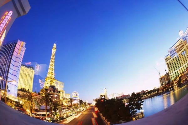 Las Vegas: Buildings lit up at dusk, Las Vegas, Nevada, USA #3 by Panoramic Images