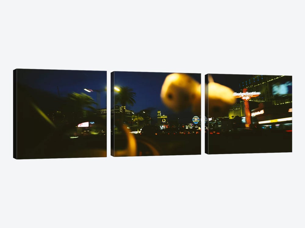 Buildings lit up at night viewed through a car, Las Vegas, Nevada, USA #2 by Panoramic Images 3-piece Canvas Artwork