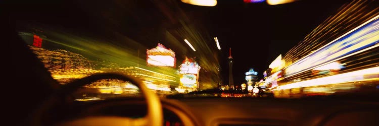 Car on a road at night, Las Vegas, Nevada, USA