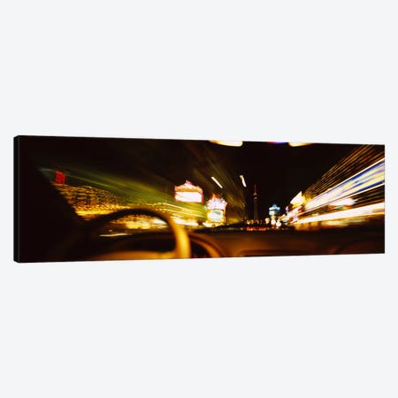 Car on a road at night, Las Vegas, Nevada, USA Canvas Print #PIM6312} by Panoramic Images Canvas Art